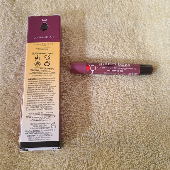 Burt's Bees Lip Shimmer Color Watermelon 132 NIB Sealed .09oz/2.55g - Picture 3 of 16